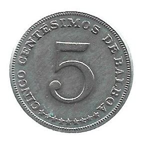 MOEDA DO PANAMÁ 5 CENTAVOS 1968 KM 23.2
