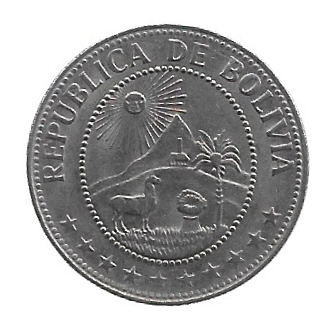 MOEDA DA BOLÍVIA 50 CENTAVOS 1974 KM 190 - Imagem 2
