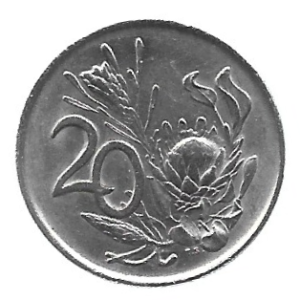 MOEDA DA ÁFRICA DO SUL  20 CENTS 1975 KM 86