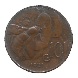 MOEDA DA ITÁLIA 10 CENTAVOS 1921 KM 60