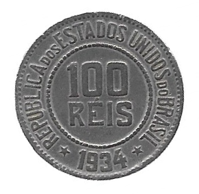 MOEDA DO BRASIL 100 RÉIS 1934 V 088