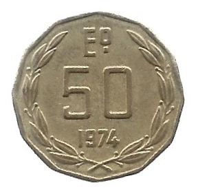 MOEDA DO CHILE 50 ESCUDOS 1974 KM 201