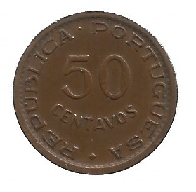 MOEDA DE MOÇAMBIQUE 50 CENTAVOS 1953 KM 81