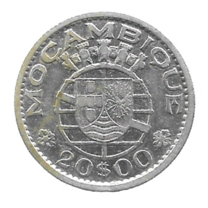 MOEDA DE MOÇAMBIQUE 20 ESCUDOS 1952 KM 80