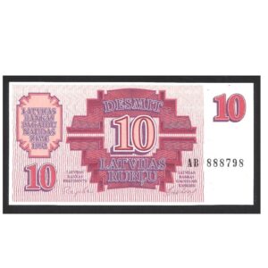 CÉDULA DA LETÔNIA 10 RUBLOS FE