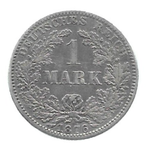 MOEDA DA ALEMANHA 1 MARCO 1876 A KM 7 PRATA