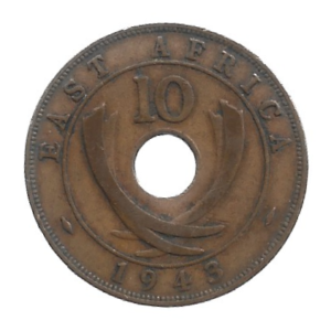 MOEDA DA ÁFRICA ORIENTAL BRITÂNICA 10 CENTAVOS 1943 KM 26