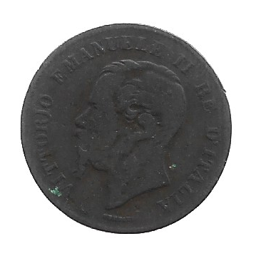 MOEDA DA ITÁLIA 5 CENTAVOS 1867 N KM 3.3 COBRE - Imagem 2