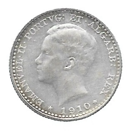MOEDA DE PORTUGAL 100 RÉIS 1910 KM 548 PRATA - Imagem 2