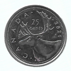 MOEDA DO CANADÁ 25 CENTS 2021 KM 493