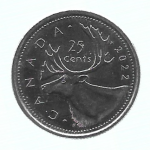 MOEDA DO CANADÁ 25 CENTS 2022 KM 493