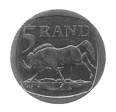 MOEDA DA ÁFRICA DO SUL 5 RANDS 2000 KM 166
