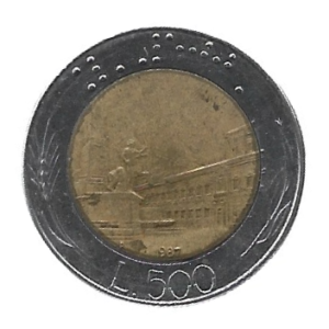MOEDA DA ITÁLIA 500 LIRAS 1987 KM 111