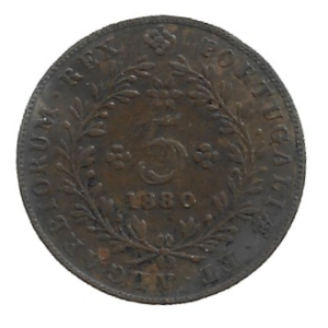MOEDA DOS AÇORES 5 RÉIS 1880 KM 13