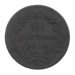 MOEDA DA ITÁLIA 10 CENTAVOS 1867 N KM 11.4