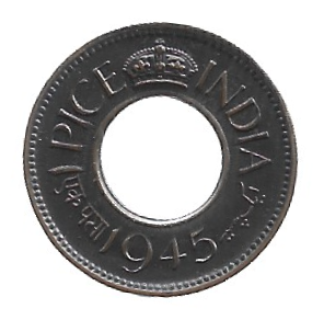 MOEDA DA ÍNDIA BRITÂNICA 1 PAISA 1945 KM 533