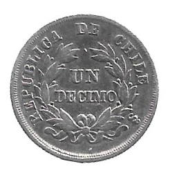 MOEDA DO CHILE 1 DÉCIMO 1871 KM 136.2 PRATA
