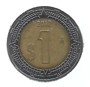 MOEDA DO MÉXICO 1 PESO 2012 KM 603