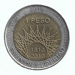 MOEDA DA ARGENTINA 1 PESO 2010 KM 156