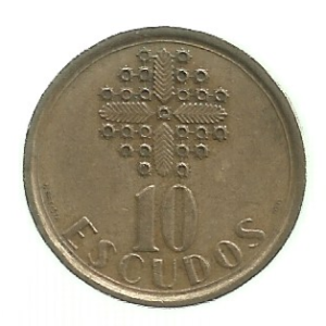 MOEDA DE PORTUGAL 10 ESCUDOS 1990 KM 633