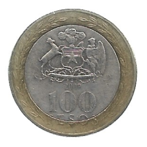 MOEDA DO CHILE 100 PESOS 2009