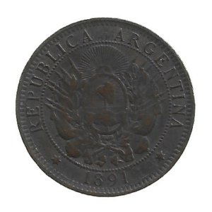 MOEDA DA ARGENTINA 2 CENTAVOS 1891 KM 33
