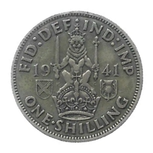 MOEDA DO REINO UNIDO 1 SHILLING 1941 KM 854 PRATA