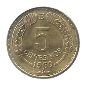MOEDA DO CHILE 5 CENTAVOS 1969