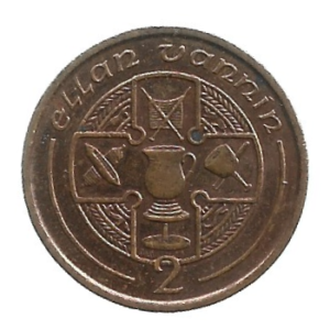 MOEDA DA ILHA DE MAN 2 PENCE 1993 KM 208