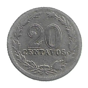 MOEDA DA ARGENTINA 20 CENTAVOS 1897 KM 36