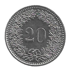 MOEDA DA SUÍÇA 20 RAPPEN 1982 KM 29 A