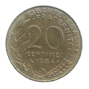 MOEDA DA FRANÇA 20 CENTAVOS 1984 KM 930
