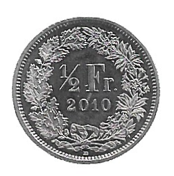 MOEDA DA SUÍÇA 1/2 FRANCO 2010 KM 23 A