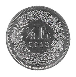 MOEDA DA SUÍÇA 1/2 FRANCO 2012 KM 23 A