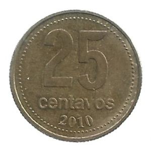 MOEDA DA ARGENTINA 25 CENTAVOS 2010 KM 110.1