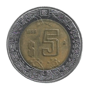 MOEDA DO MÉXICO 5 PESOS 1999 KM 605