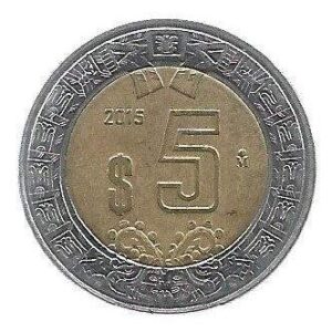 MOEDA DO MÉXICO 5 PESOS 2015