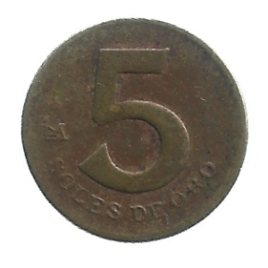 MOEDA DO PERU 5 SOLES ORO 1980 KM 271