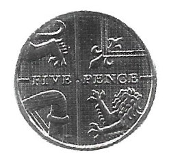 MOEDA DO REINO UNIDO 5 PENCE 2014 KM 1109