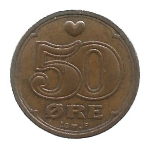 MOEDA DA DINAMARCA 50 ORE 1992 KM 866