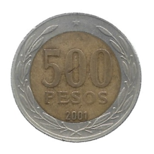 MOEDA DO CHILE 500 PESOS 2001