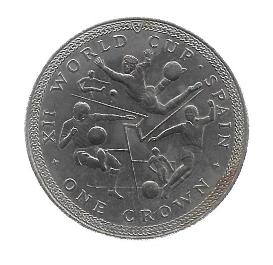 MOEDA DA ILHA DE MAN 1 CROWN 1982 KM 93