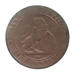 MOEDA DA ESPANHA 10 CENTAVOS 1870 KM 663