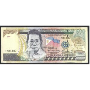 CÉDULA DAS FILIPINAS 500 PISOS 2001 MBC/SOB