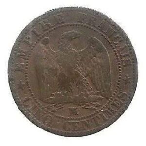 MOEDA DA FRANÇA 5 CENTAVOS 1853 KM 777
