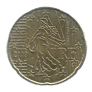 MOEDA DA FRANÇA 20 CENTAVOS 2009 KM 1411