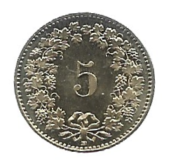 MOEDA DA SUÍÇA 5 RAPPEN 2011 KM 26 C