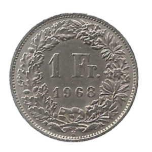 MOEDA DA SUÍÇA 1 FRANCO 1968 KM 24 A.1