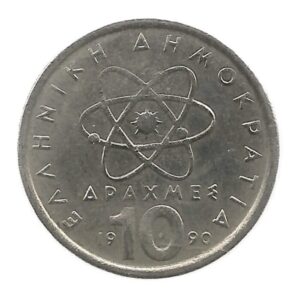 MOEDA DA GRÉCIA 10 DRACHMAS 1990 KM 132