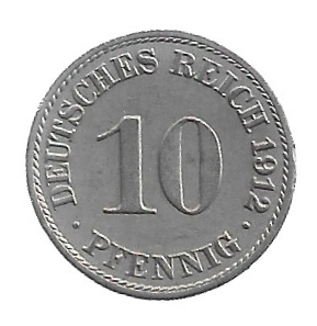 MOEDA DA ALEMANHA 10 PFENNIG 1912 KM 12